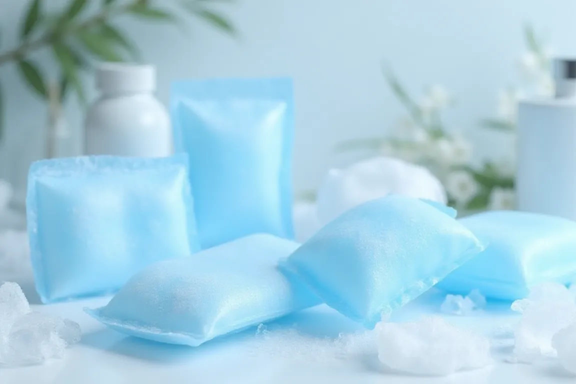 Reusable ice packs for injuries arranged on a clean surface for cold therapy and injury recovery